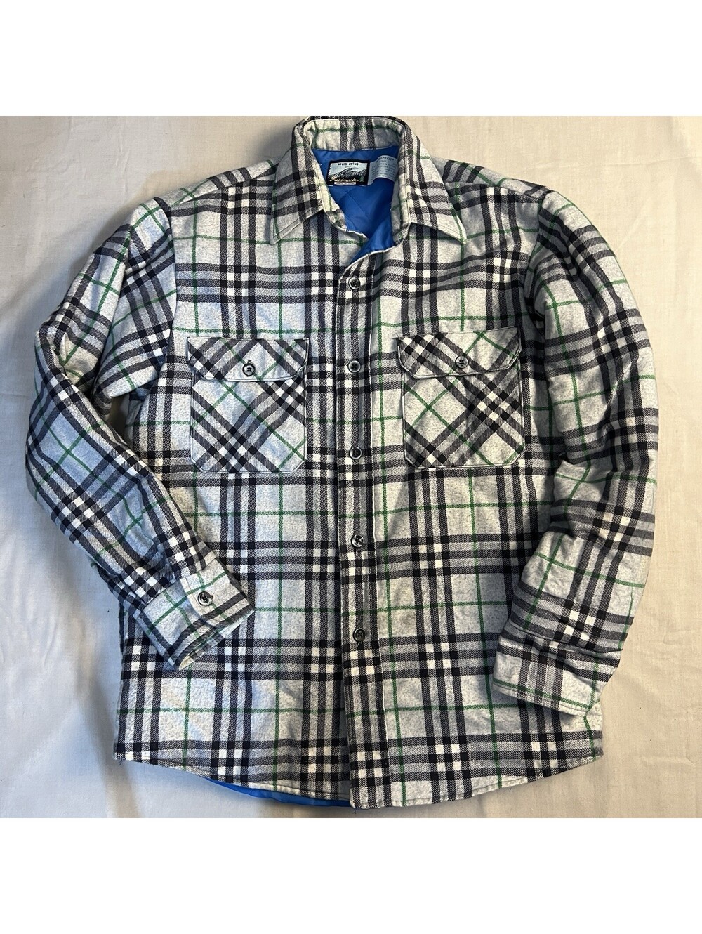 Vintage Sears Fieldmaster Plaid Quilted Flannel Shirt USA Made Mens Size M